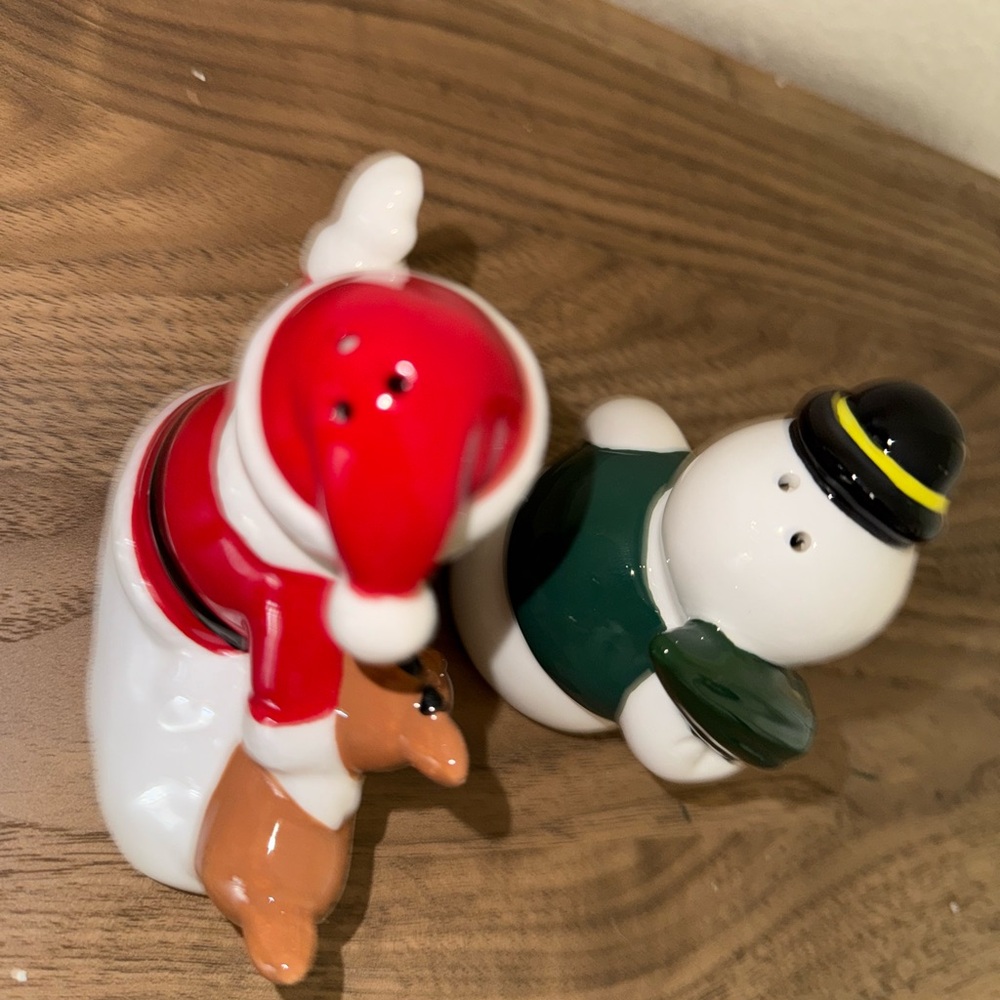 NIB RUDOLPH Festive Santa and Snowman ceramic SALT AND PEPPER  Set - Picture 6 of 14